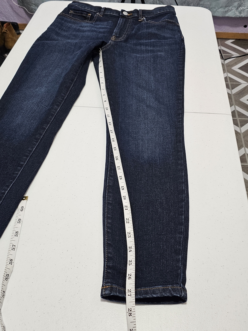 Everlane Dark Indigo High-Rise Clean Denim Skinny Regular Jeans Deep Blue Wash - Picture 9 of 12